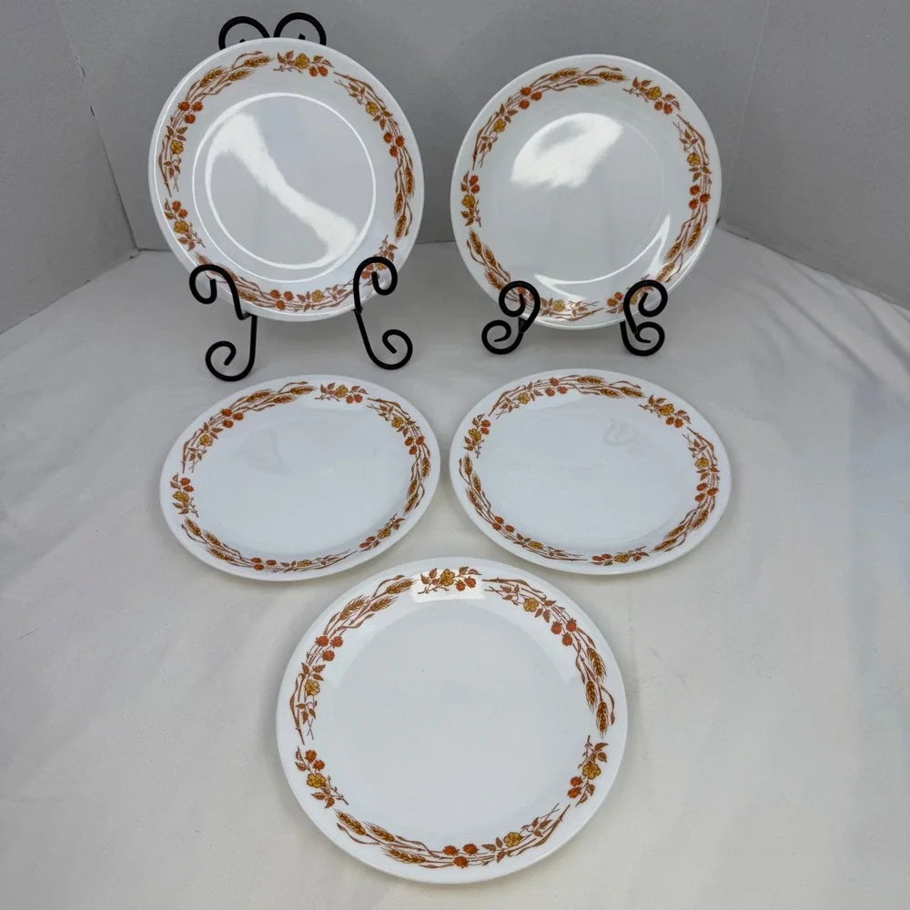 Corelle Autumn Harvest Dinner Plates Set of 5 Wheat 8.5 Inch